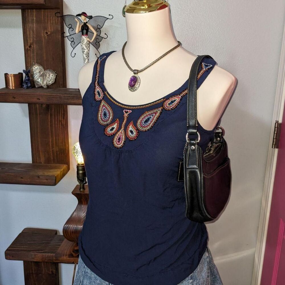 Vintage Y2K Fashion Bug Beaded Tank Top Small (S)